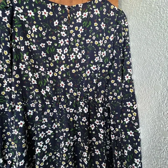 *Sold NWOT SHEIN Navy Blue Ruffled Tiered Floral Maxi Sundress Bishop Sleeve 2XL - Picture 7 of 12